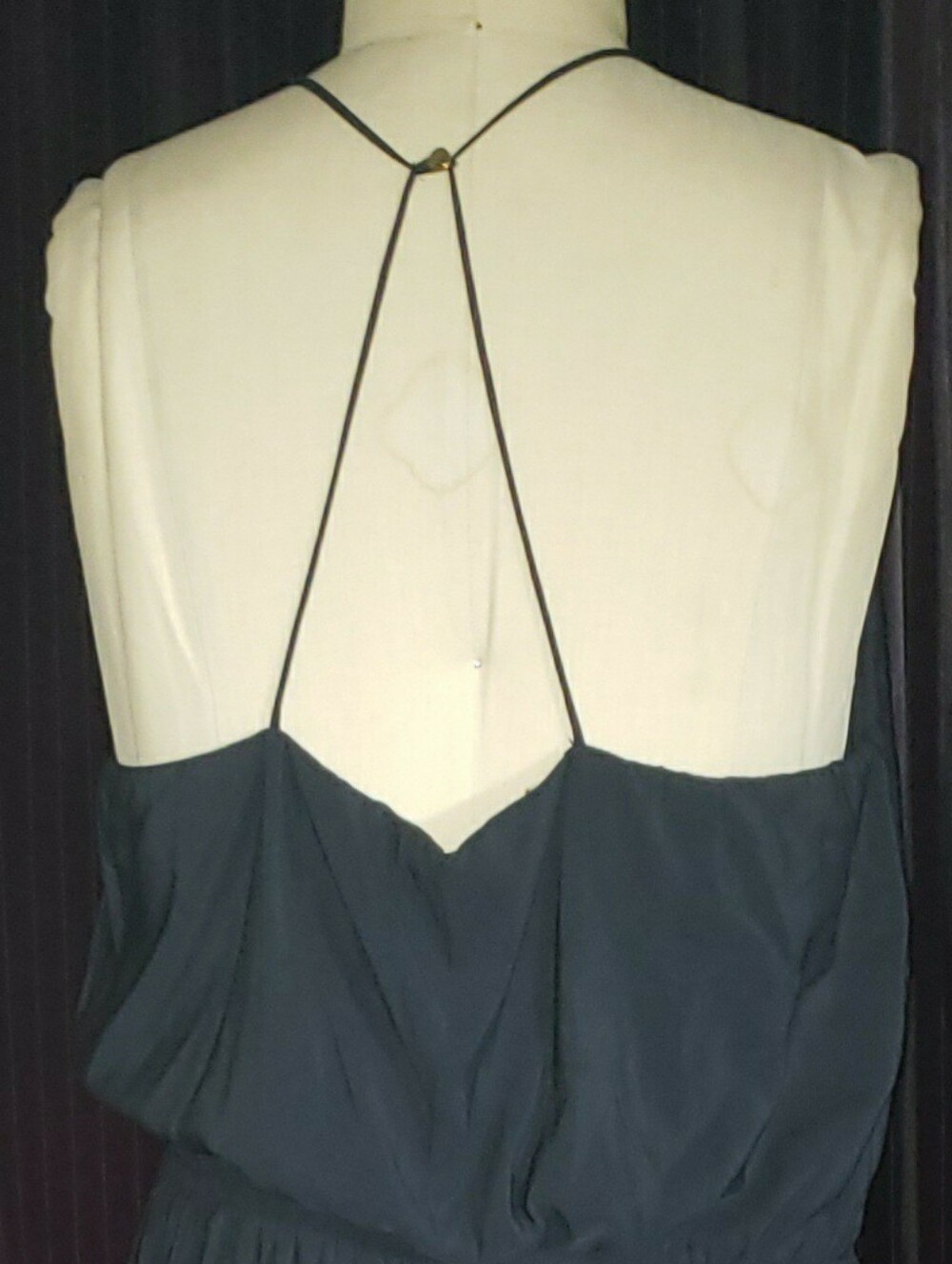 H&M Navy Blue Spaghetti Racer Back Maxi Elastic Waist Dress